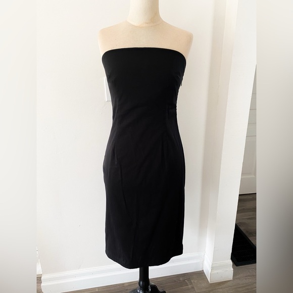 J. Crew Black Strapless Midi Dress, Size 4 - Picture 1 of 8